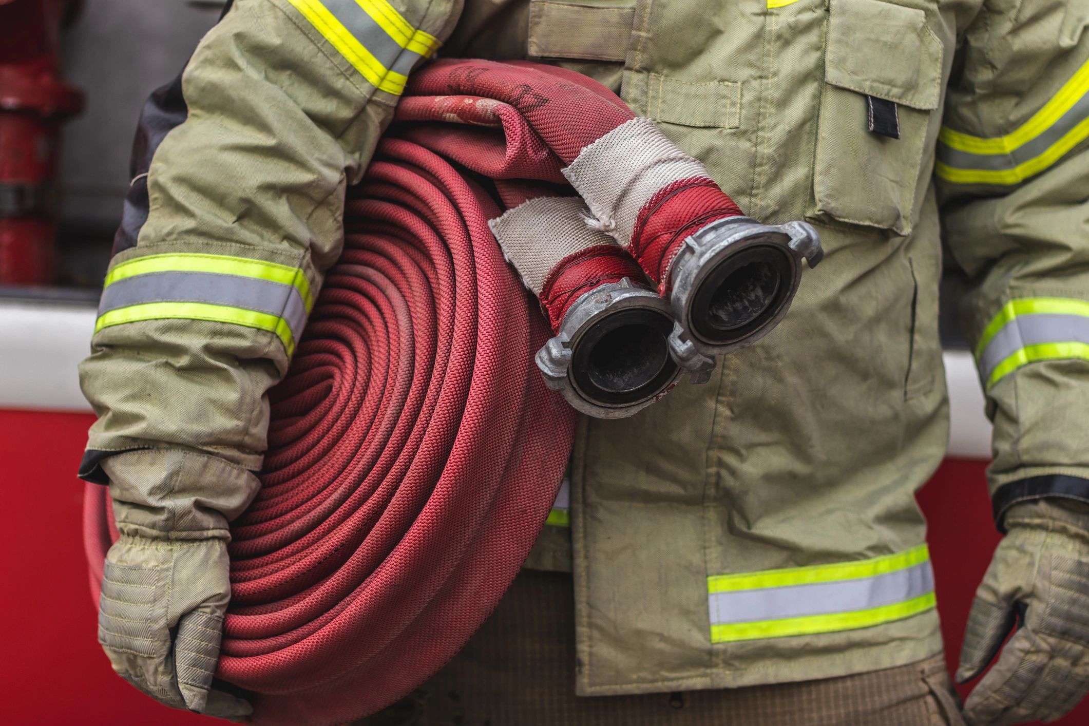 firefighters team in action