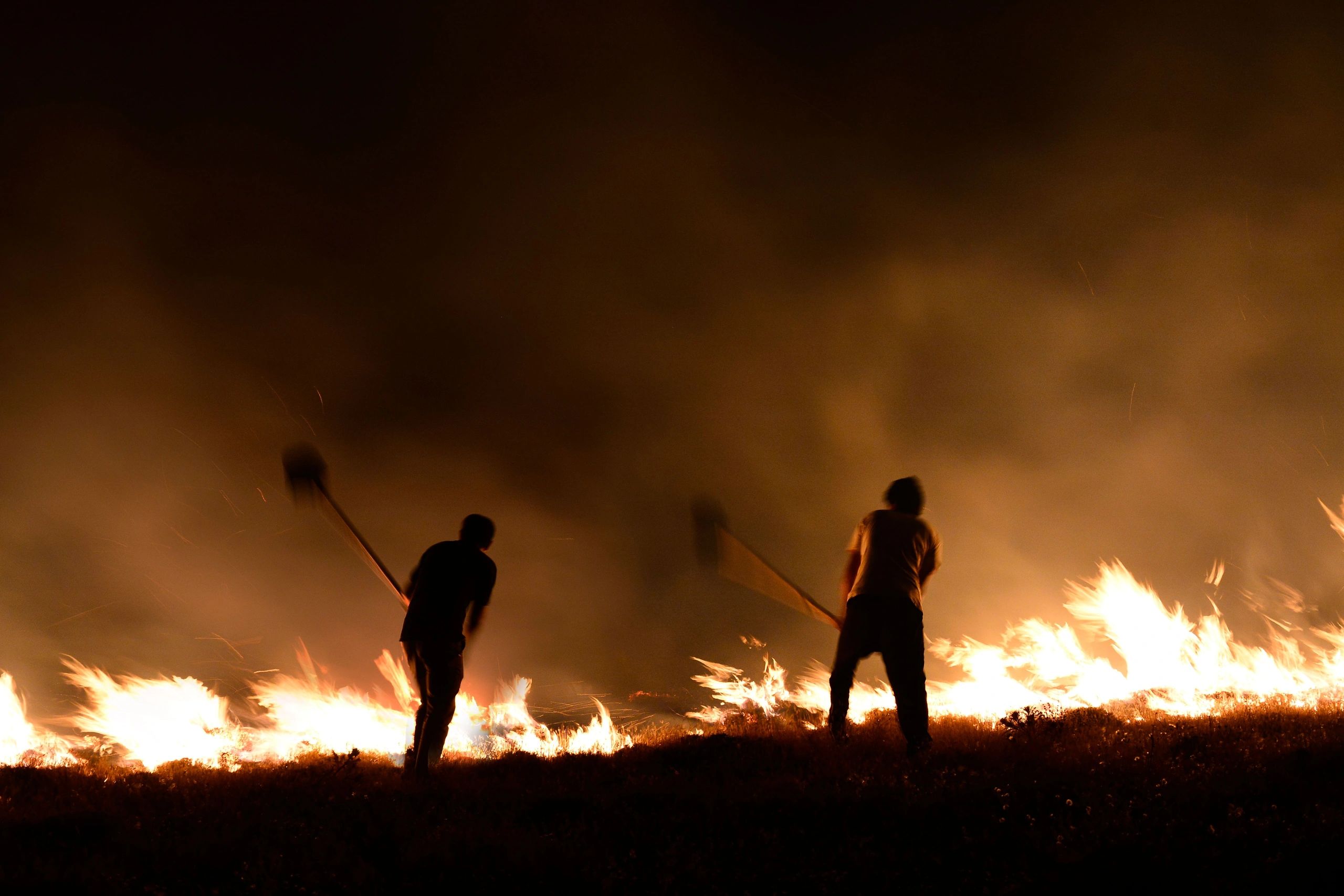 firefighters team in action